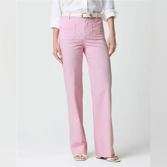 Nwt J. Crew Factory Lizzie High-rise Patch-pocket Wide-leg Pant Petite 29 Pink - Picture 1 of 6